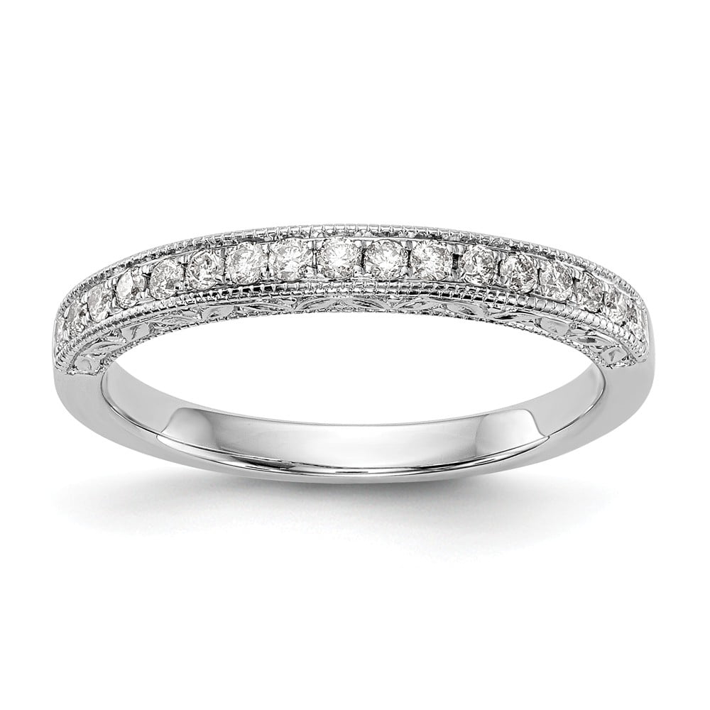 Solid 14k White Gold Diamond Wedding Band Ring Size 9 (.255 cttw ...