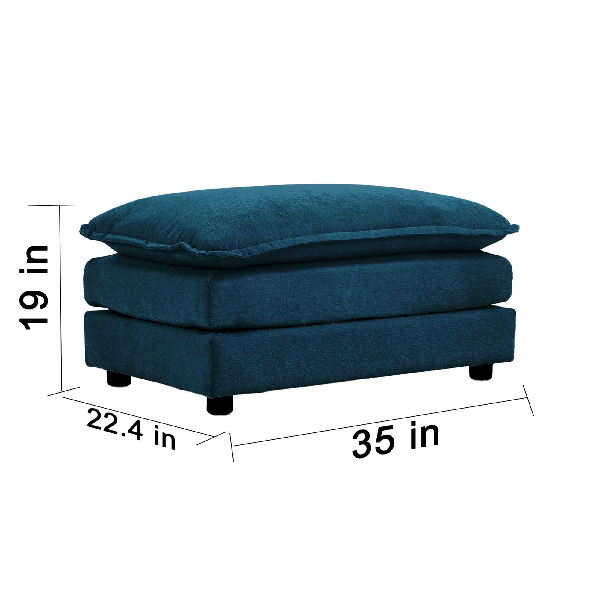 Chenille Fabric Ottomans Footrest (Blue)