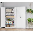 thumbnail image 3 of MIIIKO Metal Storage Cabinet with Locking Doors, White 72" Garage Lockable Steel Cabinets with 4 Doors and 5 Shelves for Home, Garage, Pantry Workshop Warehouse, 3 of 6