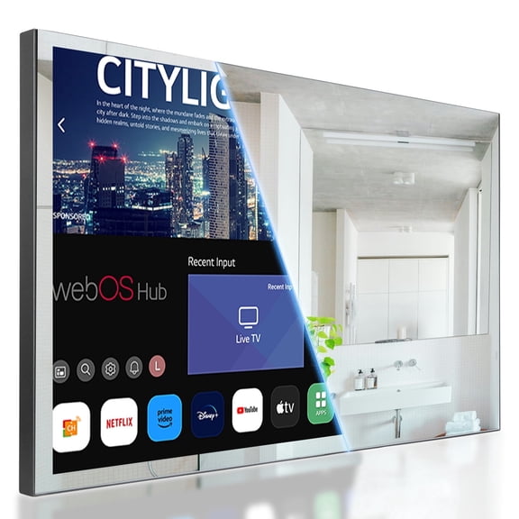 Elecsung 32 inch Smart 4K TV Mirror for Bathroom webOS IP65 Waterproof WiFi Bluetooth Voice Control Spa Built-in Alexa