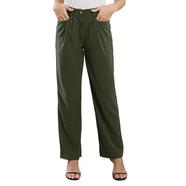 Pleated Pants, High Waisted Pants Pocket Casual Loose For Women