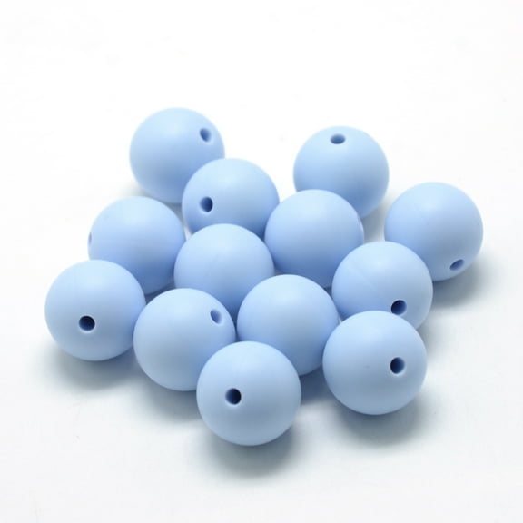 Food Grade Eco-Friendly Silicone Beads Chewing Beads For Teethers DIY Nursing Necklaces Making Round Light Steel Blue 12mm Hole: 2mm