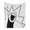 thumbnail image 1 of Humor Soft Flannel Fleece Throw Blanket, Happy Stick Meme Troll Face Cheerful Expression Digital Modern Design, Cozy Plush for Indoor and Outdoor Use, 50" x 70", Black and White, by Ambesonne, 1 of 6