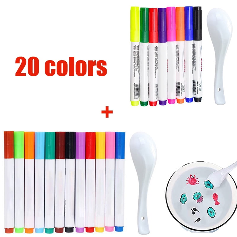 Yuliyaya Dry Erase Markers, Washable Markers for Kids, Fine Tip Whiteboard  Markers, 12 Pack Magic Water Painting Pens, Floating Ink Drawings, Graffiti