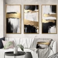 thumbnail image 1 of Designart "Horizontal Perspectives Abstract in Gold and Black VII" Abstract Painting Framed Wall Art Set Of 3 - Gold Modern Frame Gallery Wall Set For Home Decor, 1 of 6