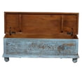 thumbnail image 6 of 19 Inch Tall Bedroom Storage Wooden Bedroom Chest | Blue Color Coffee Table | Handcarved Hallway Solid Wood Blanket Storage Cabinet, 6 of 8