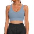 thumbnail image 5 of Women's Strong Hold Sports Bra Wireless Cross Back Yoga Lingerie, Unpadded Seamless Fitness Bustier, High Impact Running Underwear, Breathable Gathering Gym Vest, Supportive Athletic Bralette, 5 of 7