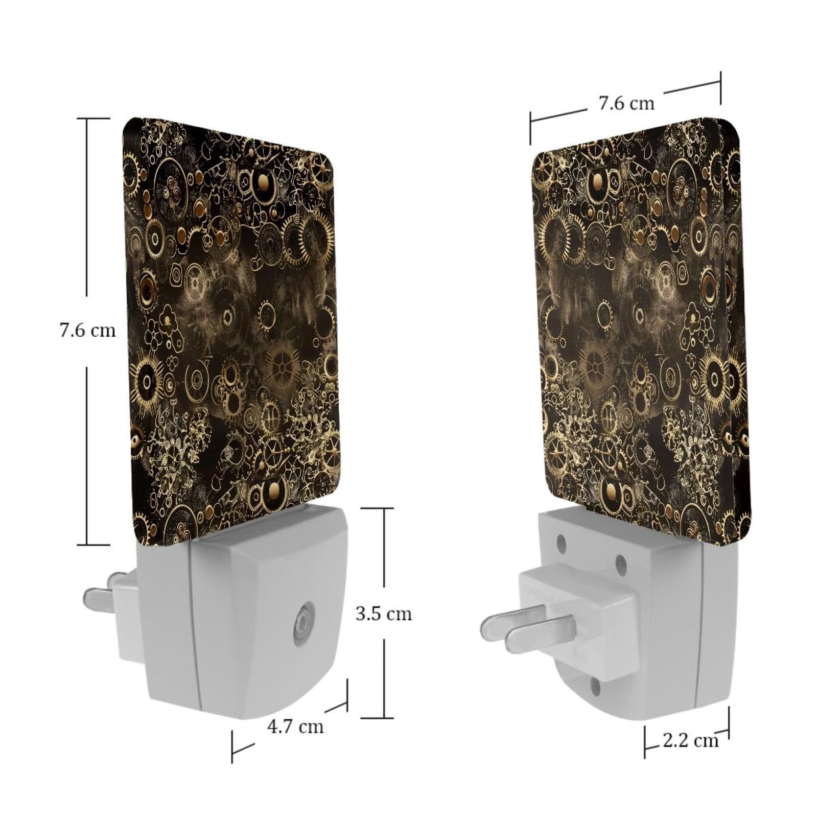 PhooArto Gold Steampunk Pattern Plug in LED Night Light Auto Sensor Dusk to Dawn Decorative Night for Bedroom, Bathroom, Kitchen, Hallway, Stairs, Baby's Room, Energy Saving