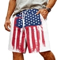 thumbnail image 3 of Havenx Men's Novelty Beach Shorts American Flag Print Stars Stripes Sweatshorts with Pockets Elastic Waist Drawstring Pant Fashion Patriotic Retro Vintage Sportswear,Hot Pink XL, 3 of 5