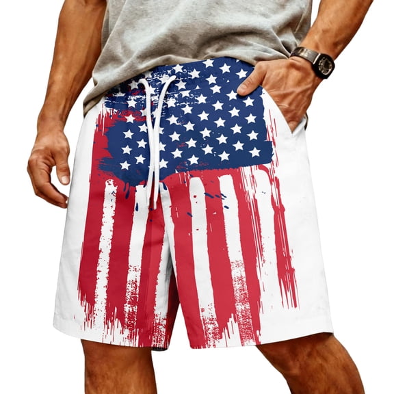 Usa 250th Anniversary Shorts Mens 1776 Patriotic Shorts 2026 Red Blue and White Usa Flag Drawstring Sweatshorts Waistband Baggy Short Pants L