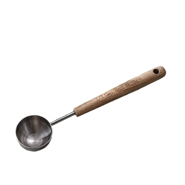 Cuchara medidora para espresso, estilo vintage, mango de madera, utensilio versátil Medio