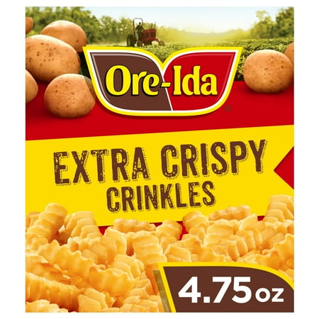 Ore-Ida Extra Crispy Crinkles Easy Fries French Fried Microwavable Frozen Potatoes, 4.75 oz Box