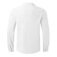 thumbnail image 5 of HAXMNOU Plus Size Long Sleeve Shirts for Mens Solid Color V Neck Casual Button Down Shirts Tops White 4XL, 5 of 5