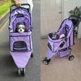 thumbnail image 4 of YRLLENSDAN Pet Stroller for Small Dog 10 lbs All Terrain Dog Stroller for Medium Dog 30 lbs Cat Stroller for 2 Cats Doggy Puppy Stroller with Furry Pad Portable Dog Cart with Wheels,Purple, 4 of 10