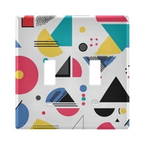 Yayeee Toggle Light Switch Wall Plate 2-Gang 4.56"x4.48" Decorative Outlet Cover, Black Retro Pattern