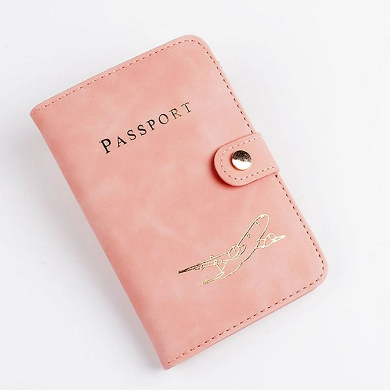 EKAX Leatherette Passport Holder With Floral Patterns, Premium PU Leather, Snap Button Closure, Travel Wallet Cover For Passport, Boarding Pass, And Cards (Kapok Pink) | Passport Covers