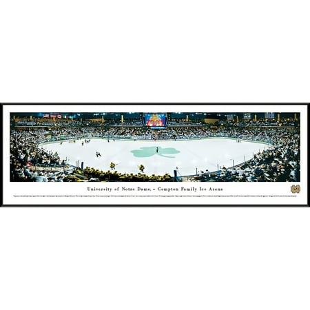 Notre Dame Framed Art - Notre Dame Fighting' Irish Hockey at Compton Family Ice Arena - Blakeway Panoramas NCAA College Print with Standard Frame