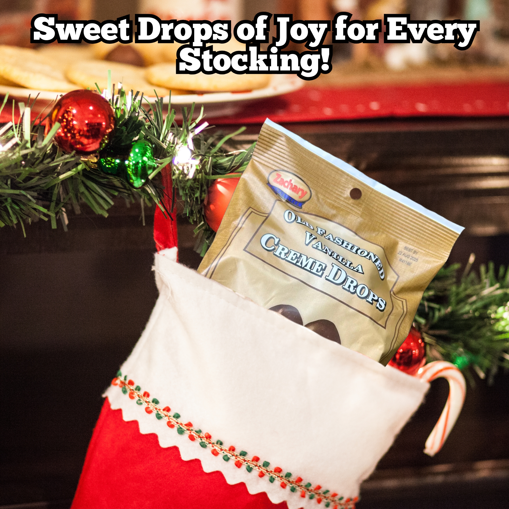 Zachary Old Fashioned Vanilla Creme Drops Candy,  Chocolate Coating Classic Holiday Treats Christmas Candy Stocking Stuffers Party Favors Gift Basket Birthday Wedding 6.5 oz Bag(4 Packs)