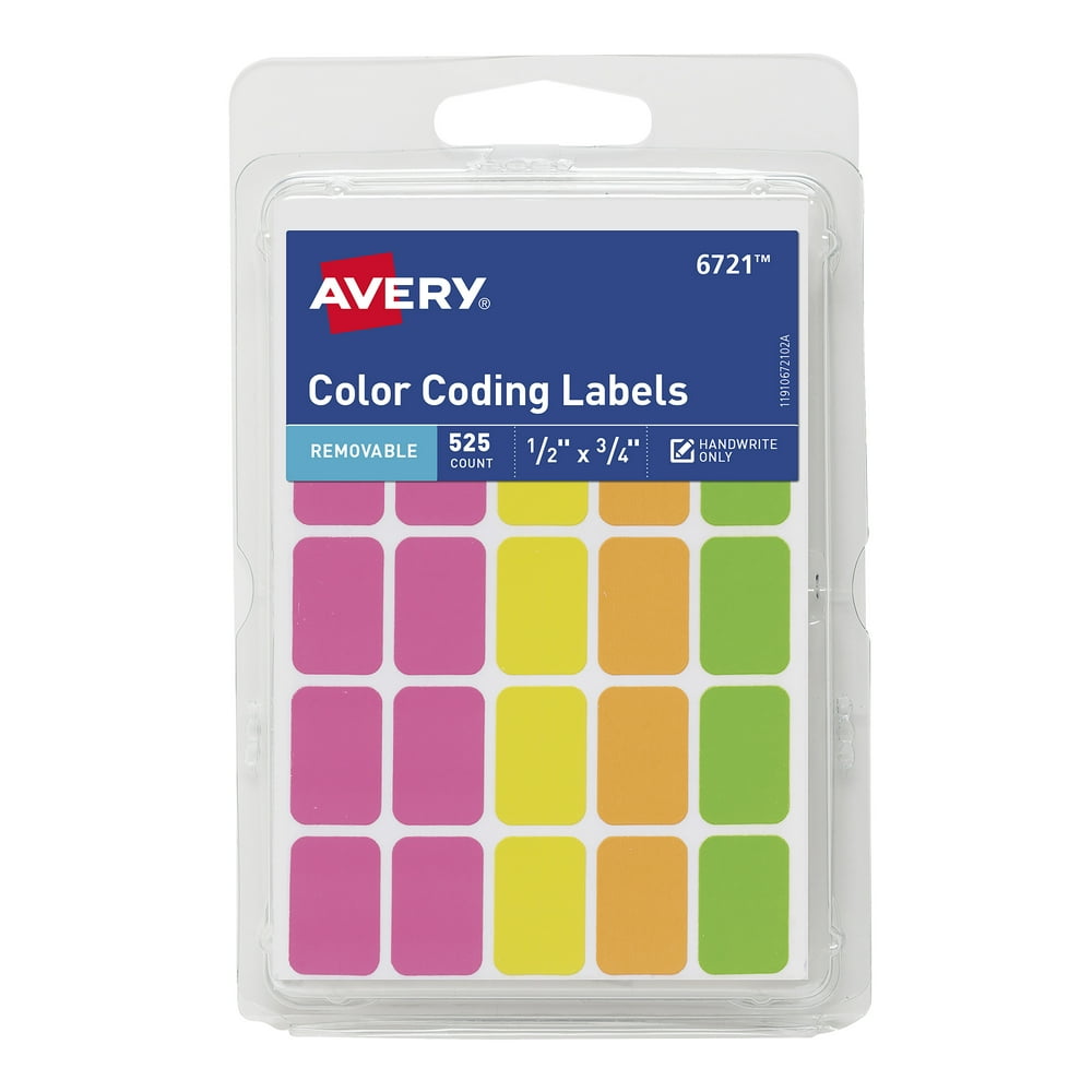 Avery Removable Color Coding Labels, Rectangular, 525 Pack (6721