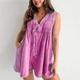 thumbnail image 2 of SRZYMJ Women's Wide Leg Jumpsuit Stylish Women's Denim Jumpsuit Sleeveless Tie Front Romper Casual Summer Outfit with Convenient, 2 of 9