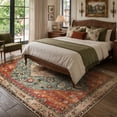 thumbnail image 3 of Wonnitar 5' x 7' Boho Area Rug for Living Room, Washable Rug for Bedroom Vintage Oriental Traditional Carpet Accent Rug for Dinning Room Office Non Ship Low Pile Stain Resistant Red, 3 of 10