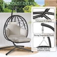 thumbnail image 3 of Hanging Egg Chair with Stand and Leg Rest Outdoor Indoor Swing Rattan Wicker with UV Resistant Cushions Gift for Kid Mom Girlfriend use for Bedroom Patio Balcony Nest Chair, 3 of 6