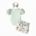 thumbnail image 4 of TOWED22 Baby Girl Outfits: Short Sleeve Romper Bodysuit Jumpsuit Bloomer Shorts Set Clothing Light Green,12-18 M, 4 of 5
