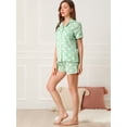 thumbnail image 3 of Conjunto De Pijama Manga Corta Ropa De Dormir Lunares Cuello De Muesca Con Botones Para Mujer Verde XS, 3 of 6