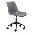 thumbnail image 3 of Modern Gray Faux Leather Rolling Office Chair, 3 of 11