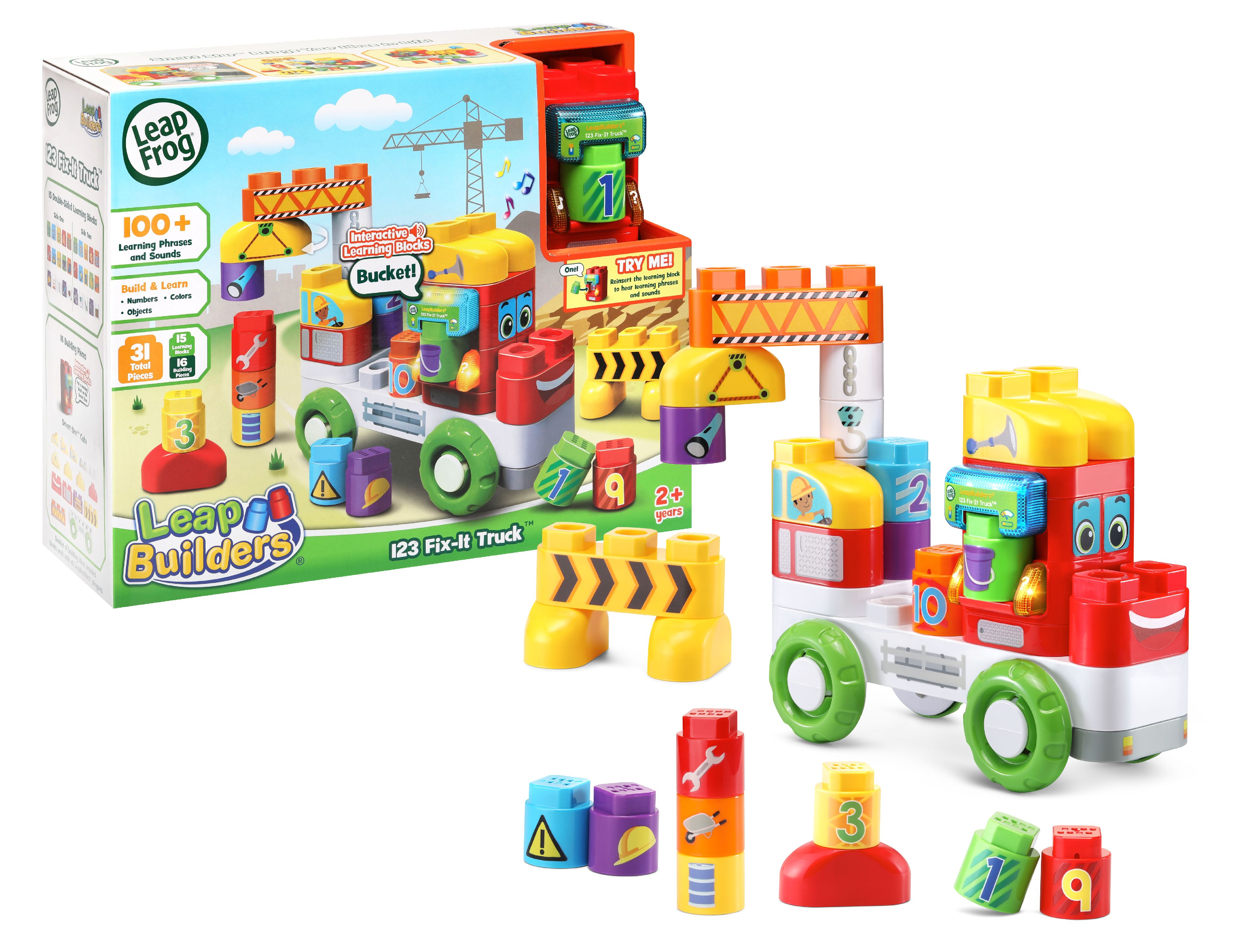 LeapFrog LeapBuilders 123 Fix-It Truck Learning Blocks Toy for Kids 