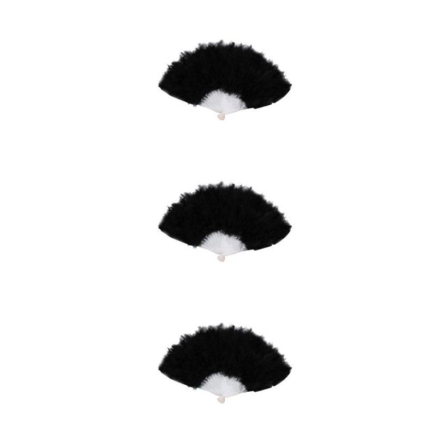 Toystoory Abanico de plumas Decoración Fiesta Ornamento de mano Abanicos Negro 3Conjunto