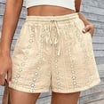thumbnail image 2 of Women's Summer Casual Lace Elastic Waist Shorts Cute Eyelet Beach Vacation, 2 of 9