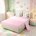 thumbnail image 3 of Manfei Kawaii Cucumber Print 7-Piece King Bedding,Pink Bowknot King Bed in a Bag,Pink Reversible, 3 of 7