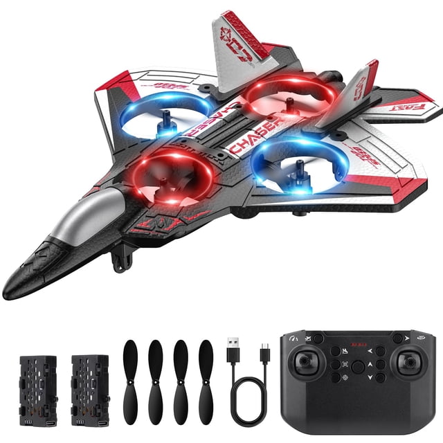 Avión RC Sucpeii de espuma tipo caza con luces LED