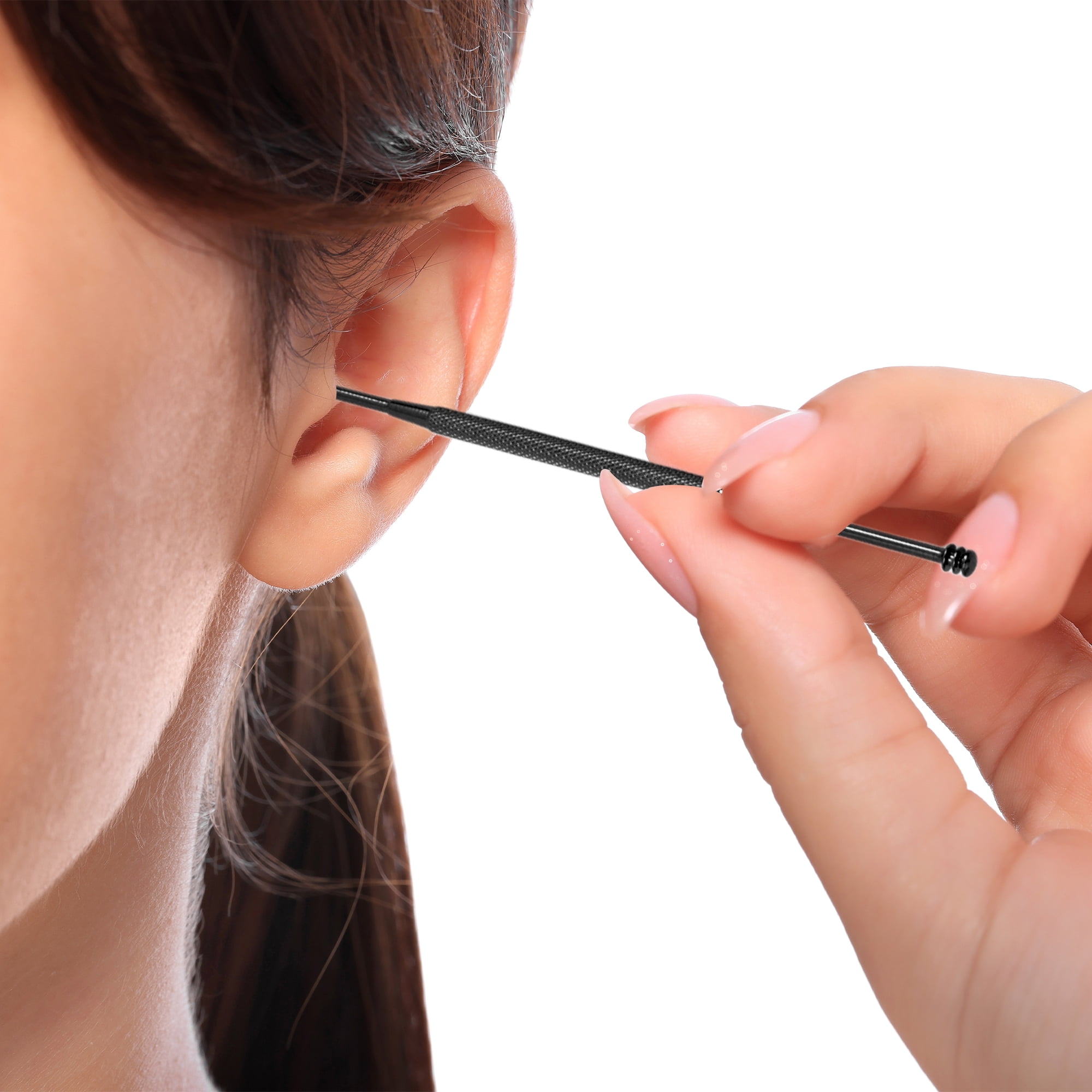 Unique Bargains Dot Pattern Earwax Cleaning Tool Kit 2Pcs Black