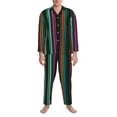 thumbnail image 3 of Lsque Colorful Stripes Pattern Long Sleeve Pajama Set for Men - Soft 2-Piece Sleepwear and Loungewear Set with Pockets, Comfy Nightwear-X-Large, 3 of 7
