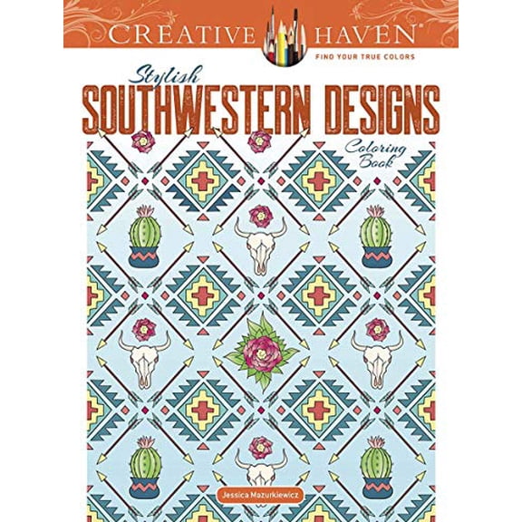 Pre-Owned Adult Coloring Books: Art & Design Creative Haven Stylish Southwestern Designs Coloring Book, (Paperback)