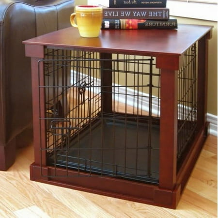 UPC: 0812482022056 | Merry Products Pet Dog Crate End Table with Cover Mahogany Dog Kennel Medium 30L x 19W x 21H in.