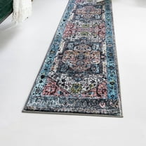 Unique Loom Medina Collection Area Rug - Magnet (2' 2" x 7' 10" Runner Powder Blue/Black)