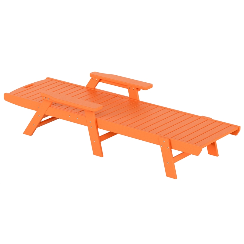 Afuera Living Coastal Outdoor HDPE Plastic Reclining Chaise Lounge in Orange - image 4 of 6