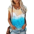 thumbnail image 2 of Dyegold Summer Tops for Women 2023 Trendy, Loose Summer Tops for Women 2023 Trendy Beach Tide Print T-Shirts Cap Sleeve Round Neck Blouses Dressy Casual ​Tops, 2 of 4