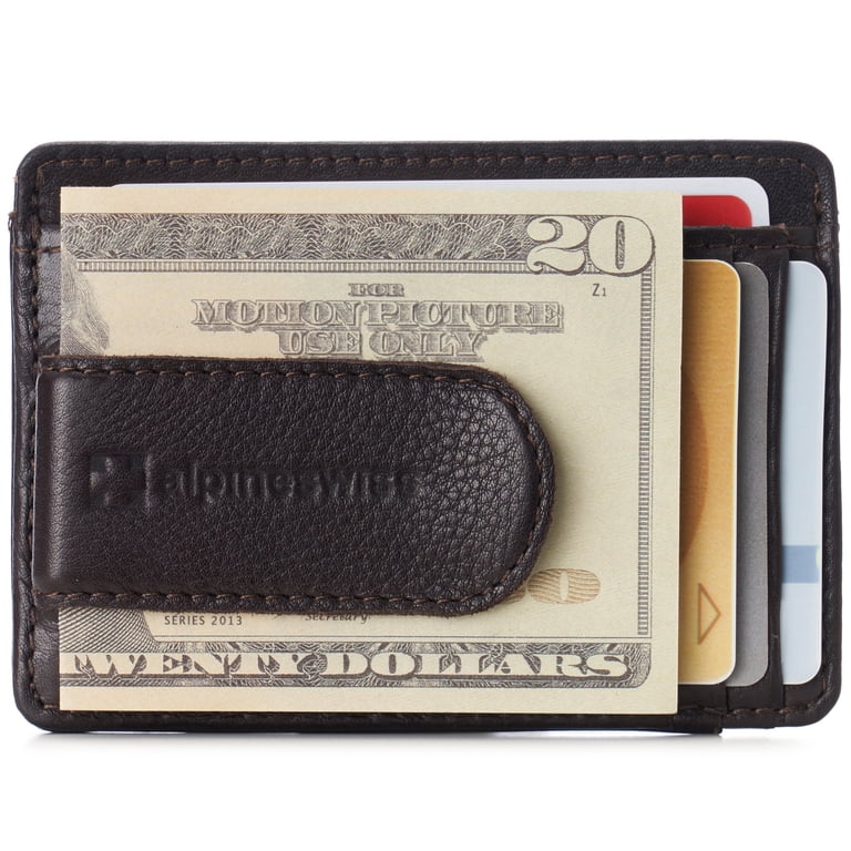 Alpine Swiss Men's Spring Money Clip Wallet, Brown photo 7