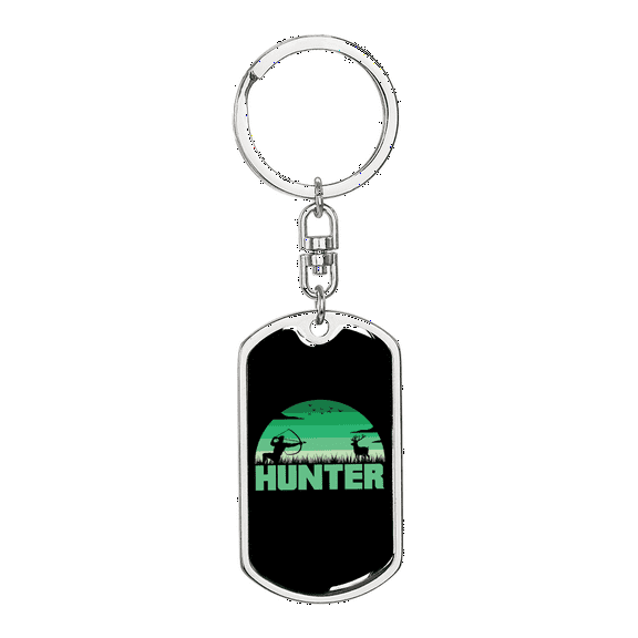 Hunter Stainless Steel or 18k Gold Premium Swivel Dog Tag Keychain