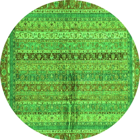 Ahgly Company Indoor Round Oriental Green Modern Area Rugs, 3' Round