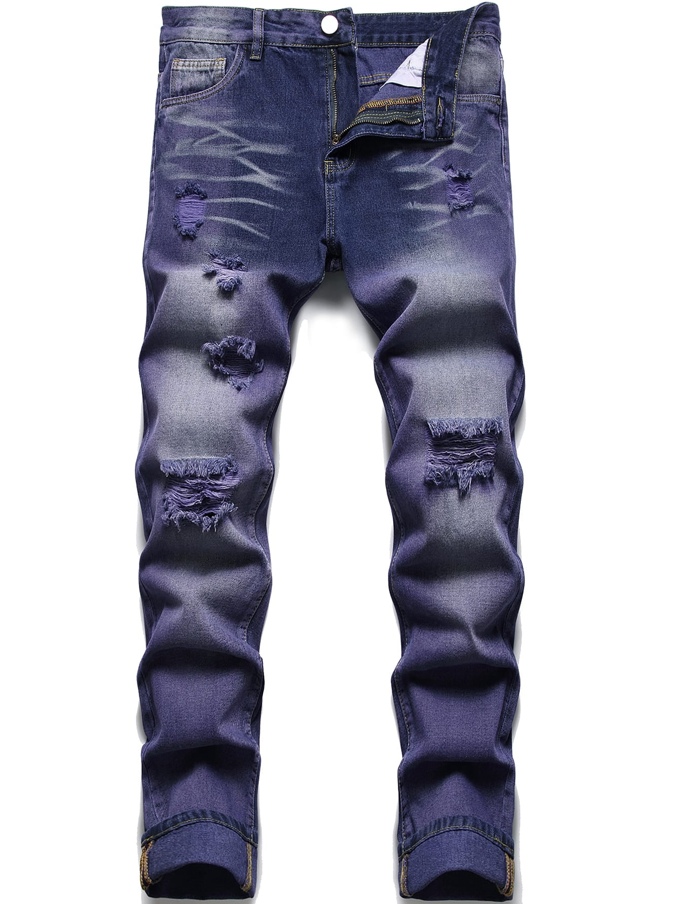 ripped purple jeans