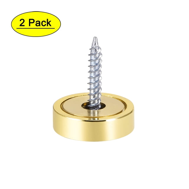 Tornillos de espejo de 20 mm con tapa decorativa, clavos pulidos en oro, paquete de 2