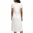 thumbnail image 3 of LIaqionyy Satin Nightgowns for Women Sleepdress Silky Loose Sleepwear V Neck Nightshirt Short Sleeve Pajamas, 3 of 5