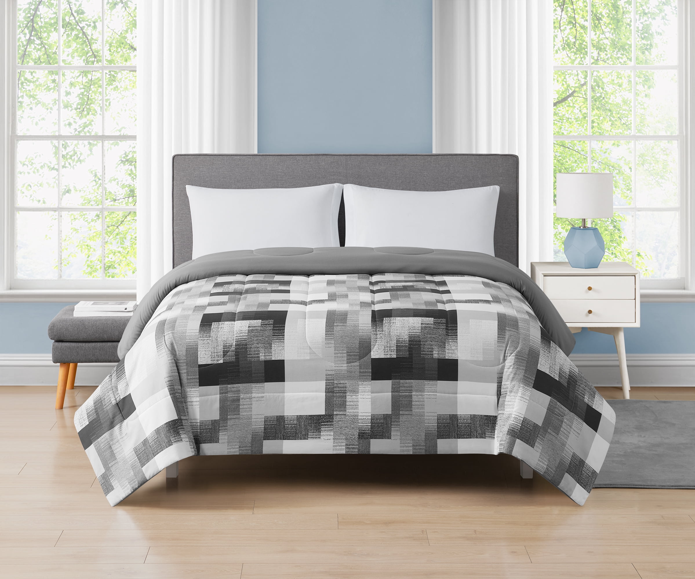 Mainstays Plaid Reversible Comforter Double/Queen, MAINSTAYS PL MS PLAID COMF DBL/QN
