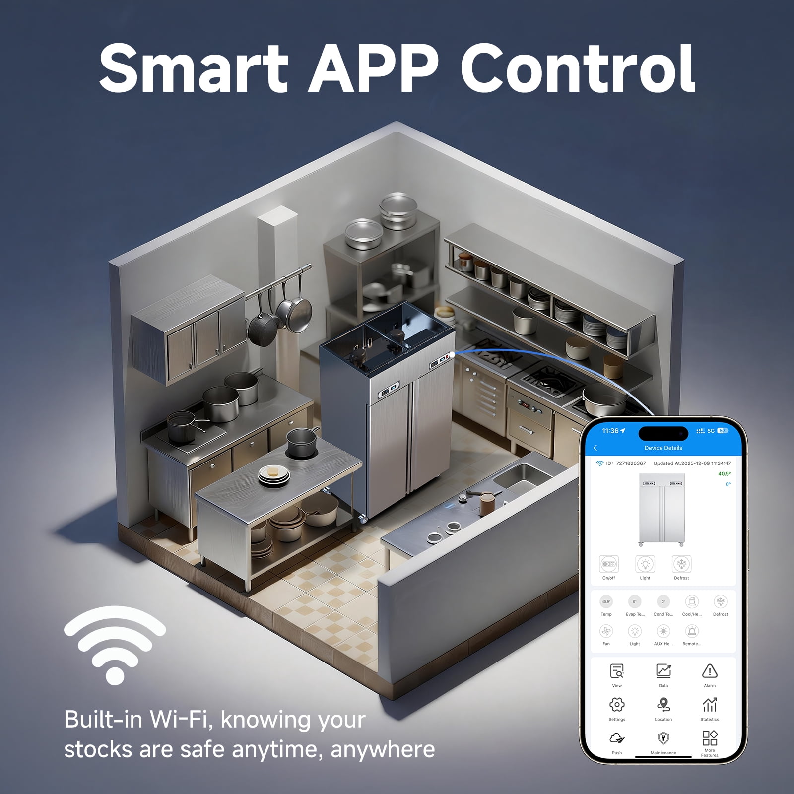 VEECOOL Commercial Refrigerator Freezer Combo WiFi Enabled with Smart App Control, 48" W 36 Cu.Ft Dual Temperature Stainless Steel Upright Fridge and Freezer Combo for Restaurant, Garage, Kitchen