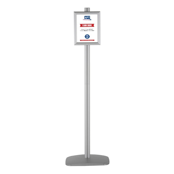 M&T Displays Free Standing Display Advertising Stand with 2 x (8.5x11) snap Front Loading Frames in Portrait and Landscape Positions, Single Sided (Silver)